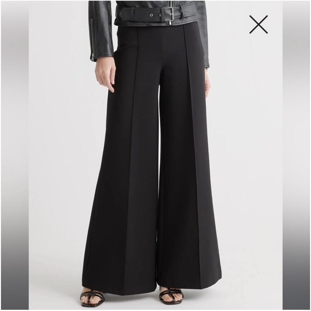 Black Wide-Leg Crepe Pants
